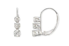 1/4 Carat 3 Stone Diamond 14K White Gold Leverback Earrings