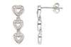 14K White Gold Diamond Triple Heart Earrings