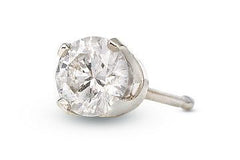 14K White Gold Single Diamond Stud Earring 0.15 CT TDW
