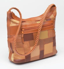 Maxam Brand Genuine Lambskin Leather Patchwork Shoulder Bag.