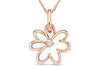 14K Pink Gold and Diamond Flower Pendant w/Chain